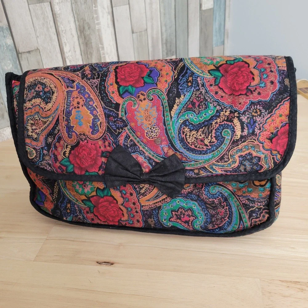 Vintage Diane von Furstenberg Paisley‎ Floral Toiletry Bag Large Cosmetic Pouch